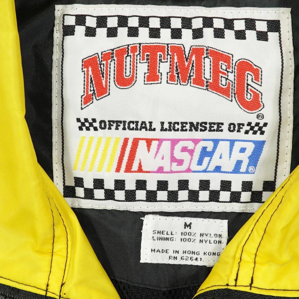 Vintage‎ Rusty Wallace Jacket Mens Medium Black NASCAR Racing Nutmeg Windbreaker